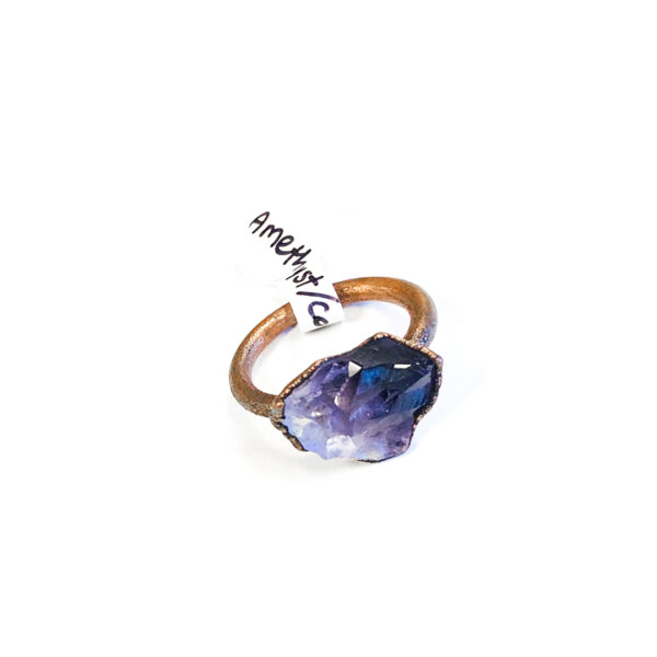 amethyst stone set in copper ring