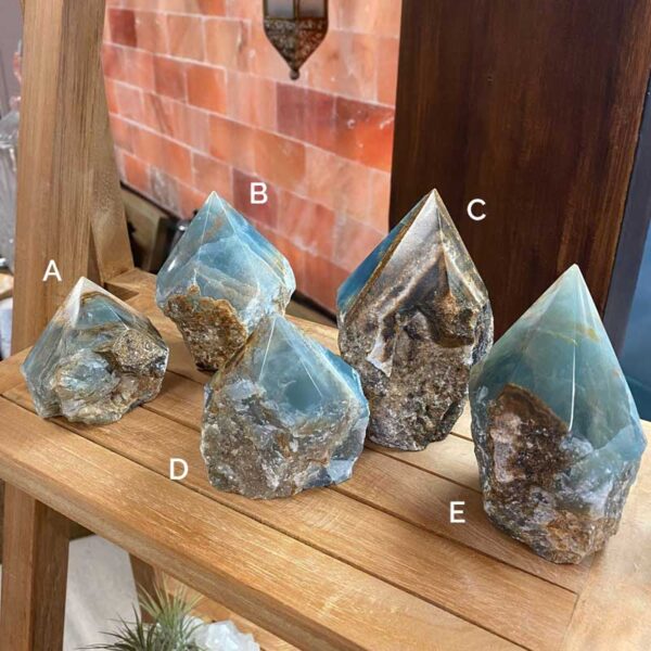 group of ocean blue onyx points