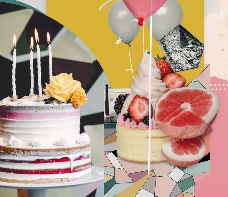 birthday+cake+celebrate collage of a birthday cake and treats